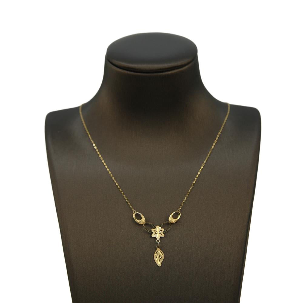 ذهب عيار 21 بتعليقة اوراق وزهرة ناعمة من جوهرة كوجك للذهب والمجوهرات