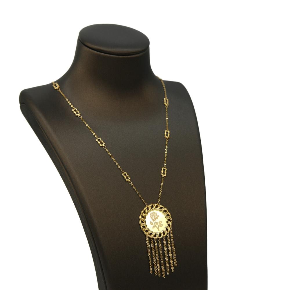 تفاصيل عقد ذهب عيار 21 بتعليقة وردة ولمسة فنية راقية