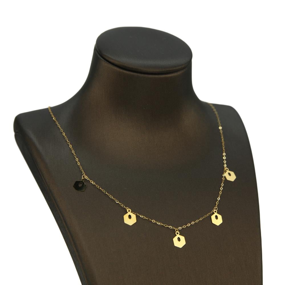 تفاصيل شوكر ذهب عيار 21 بسداسيات انيقة ولمسة فاخرة