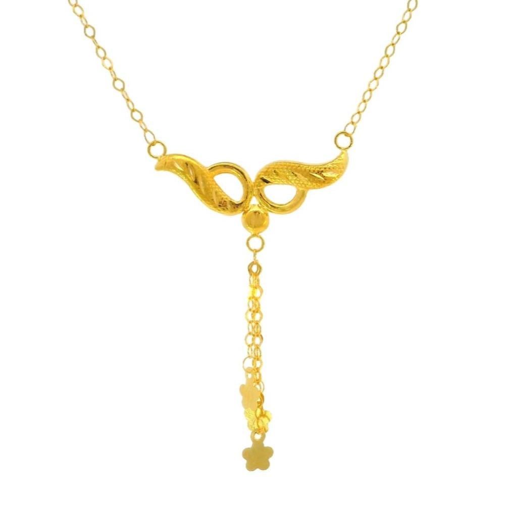 عقد ذهب عيار 21 بتصميم جناحين مع تعليقة متدلية من كوجك للذهب والمجوهرا