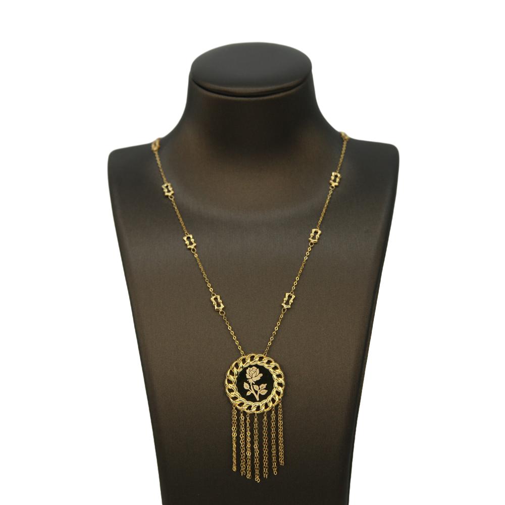 عقد ذهب عيار 21 بدلاية دائرية مع سلاسل متدلية فاخرة من كوجك للذهب والم