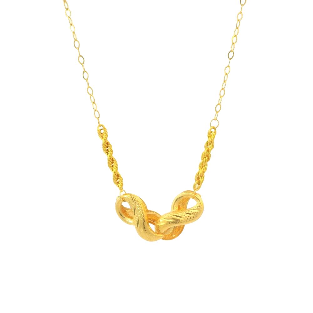 عقد ذهب عيار 21 بتصميم حلقات متشابكة أنيقة مع سلسلة ناعمة للنساء