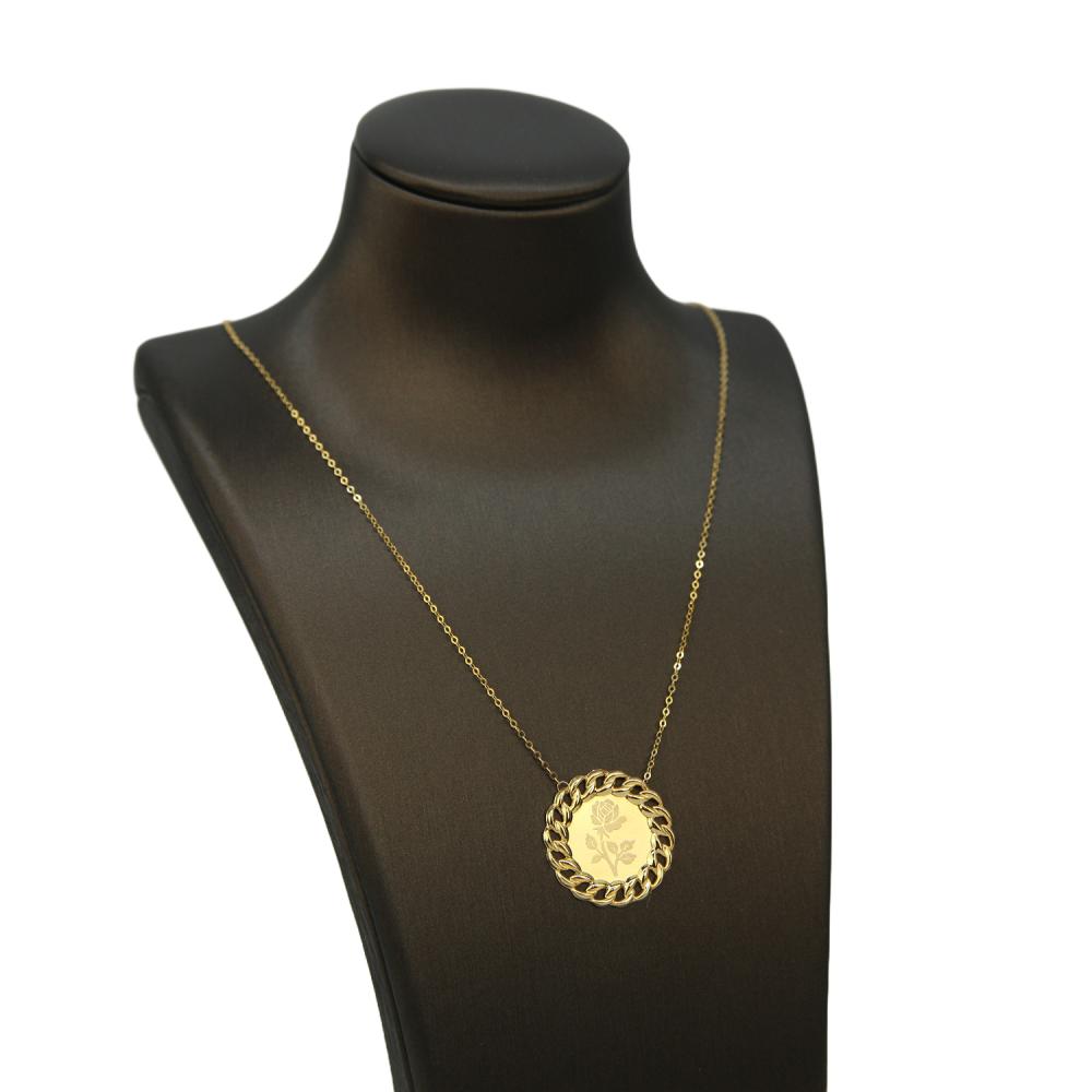 تفاصيل عقد ذهب عيار 21 بتعليقة وردة ولمعان راقي