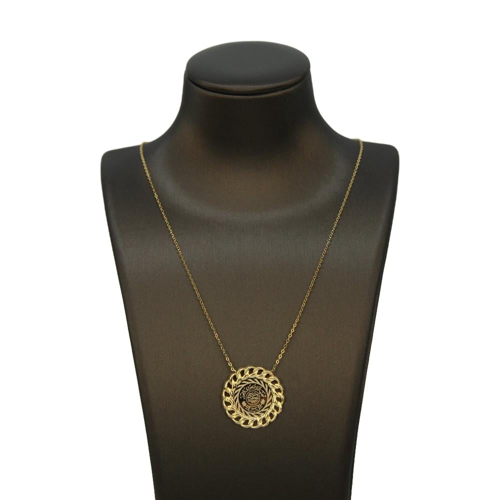 عقد ذهب عيار 21 بتعليقة الجنيه العربي السعودي ولمسة فاخرة