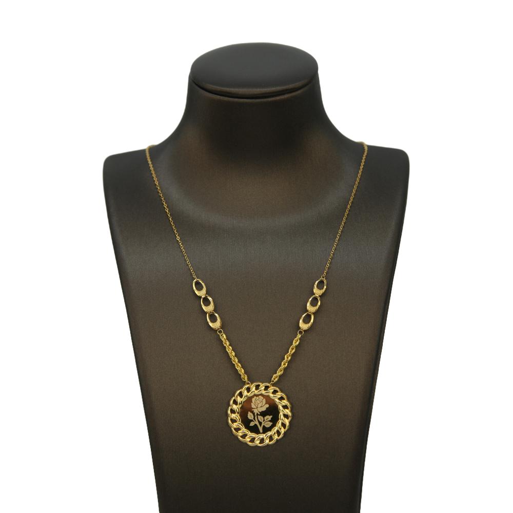 عقد ذهب عيار 21 بدلاية دائرية بنقشة أنيقة من كوجك للذهب والمجوهرات