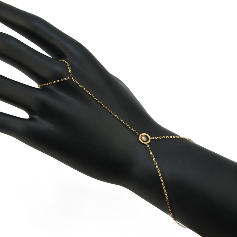 كف ذهب عيار 21 بتصميم بسيط مع حلقة مركزية عرض جانبي