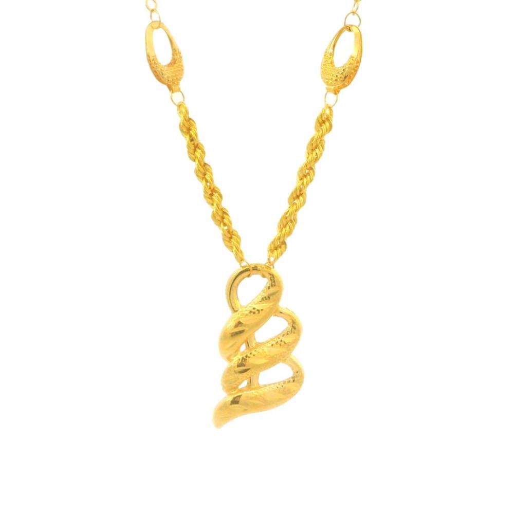 عقد ذهب عيار 21 بتصميم ملتف أنيق مع تعليقة مميزة للنساء جذابة