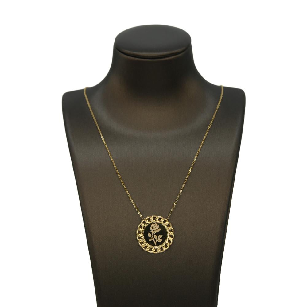 عقد ذهب عيار 21 بتعليقة وردة دائرية ولمسة من كوجك للذهب والمجوهرات