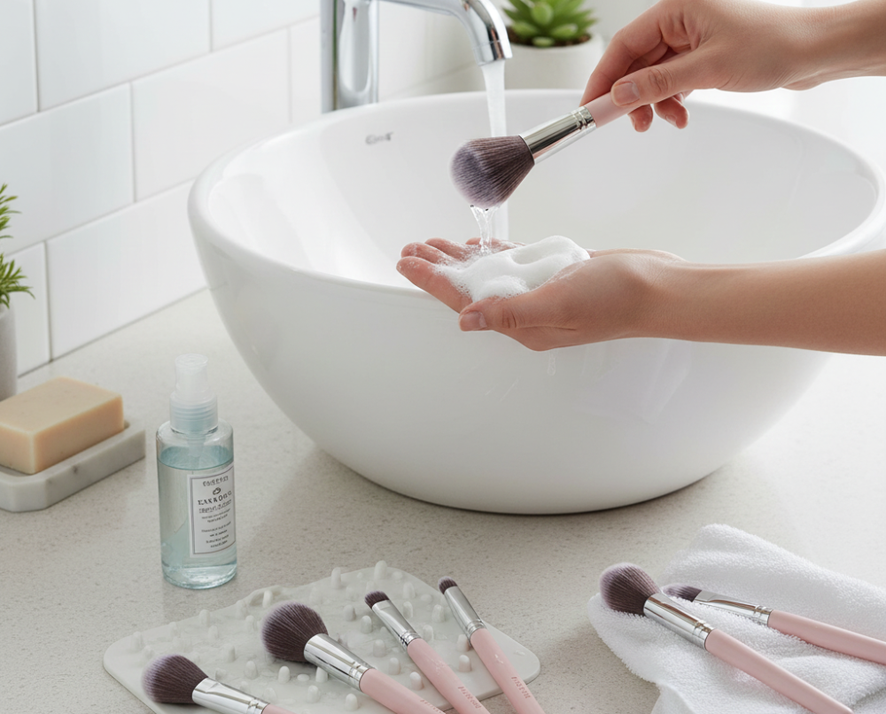 طريقة تنظيف فرش المكياج للحفاظ على بشرة صحية