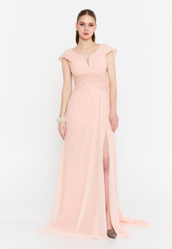 فستان زفاف طويل بدون أكمام من الشيفون بتصميم حورية البحر