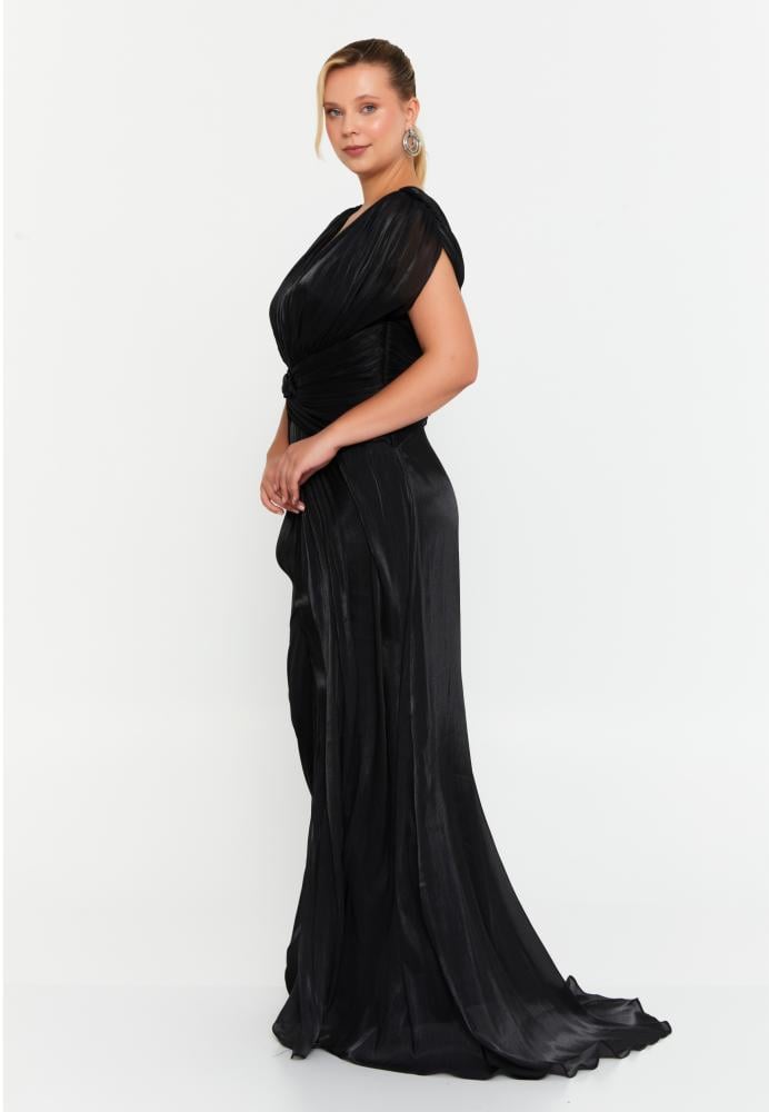 فستان زفاف ماكسي شيفون بأكمام قصيرة ومقاس كبير