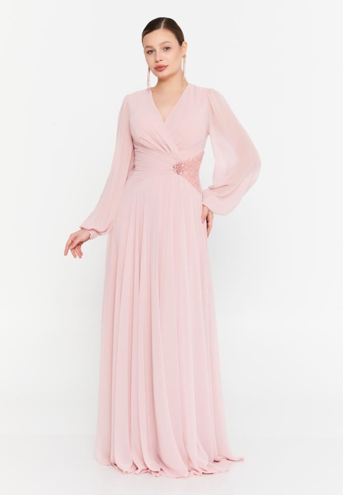 فستان شيفون وردي - Luna Elegance فستان شيفون وردي - Luna Elegance