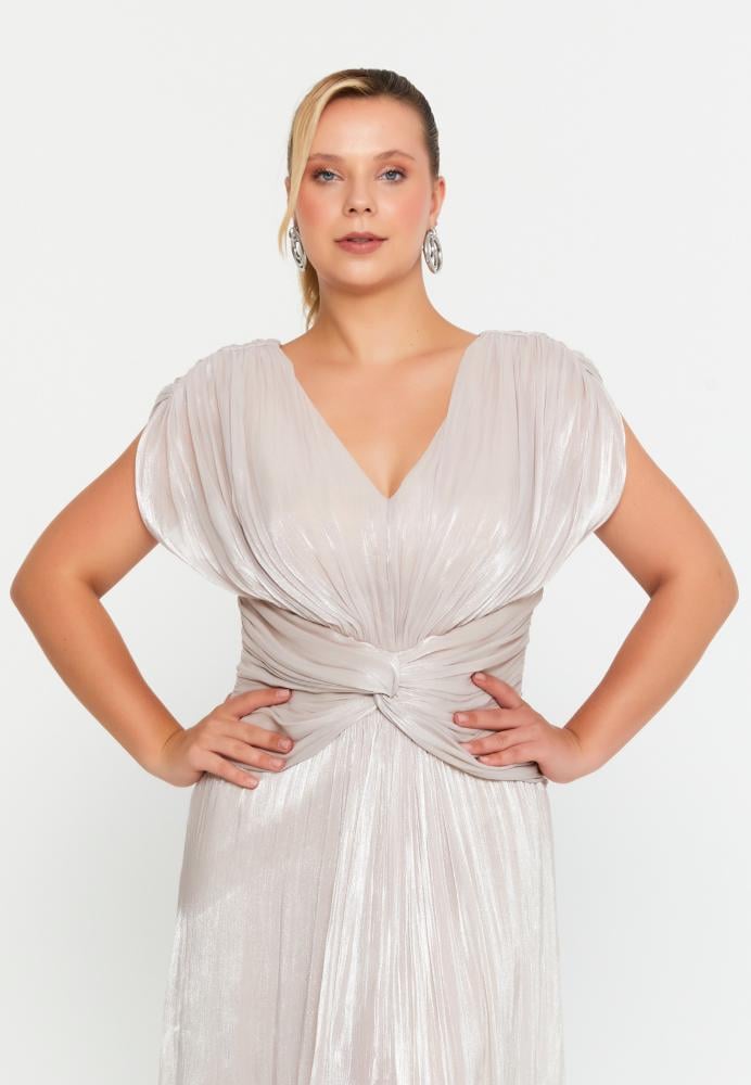 فستان زفاف ماكسي شيفون بأكمام قصيرة ومقاس كبير