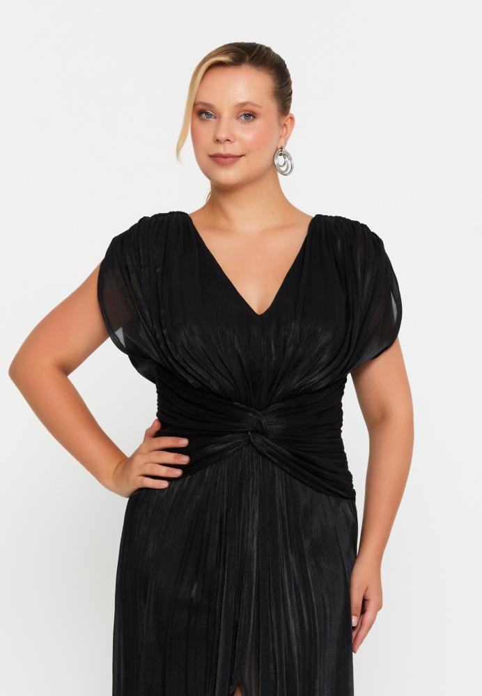 فستان زفاف ماكسي شيفون بأكمام قصيرة ومقاس كبير