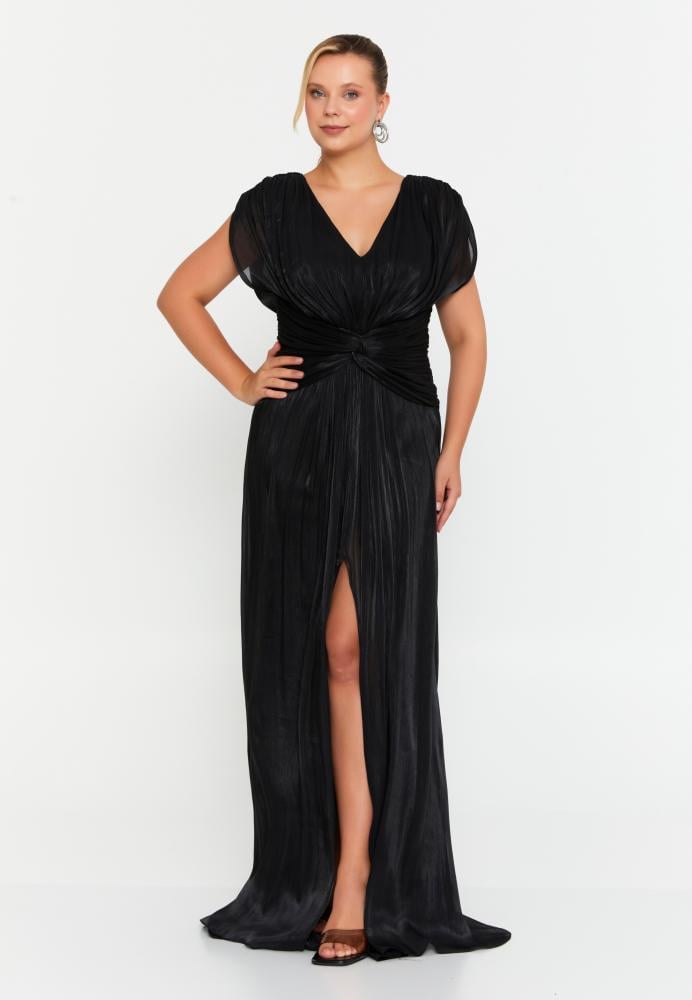 فستان زفاف ماكسي شيفون بأكمام قصيرة ومقاس كبير