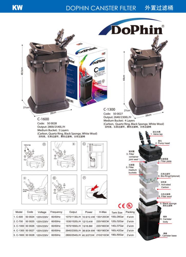 فلتر كانستر C1000 خارجي لحوض السمك