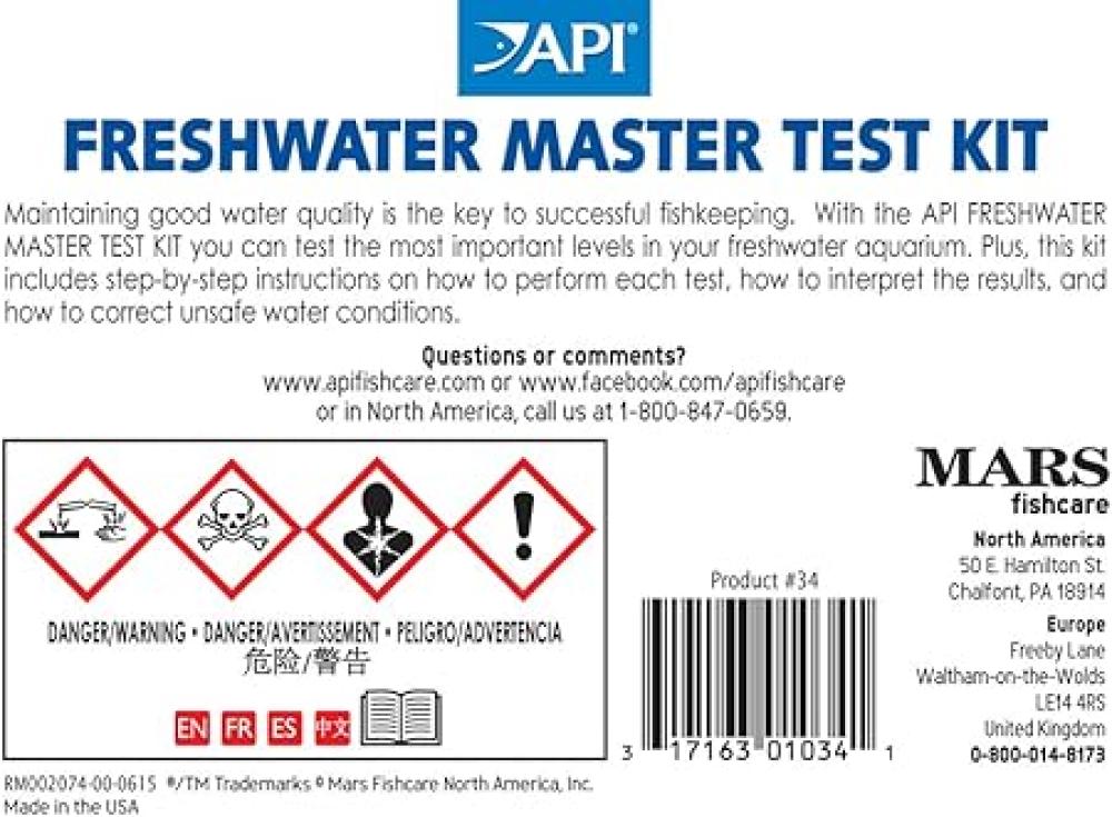 API Freshwater Aquarium Master Test Kit, 800 count - عدة اختبار حوض سمك للمياه العذبة
