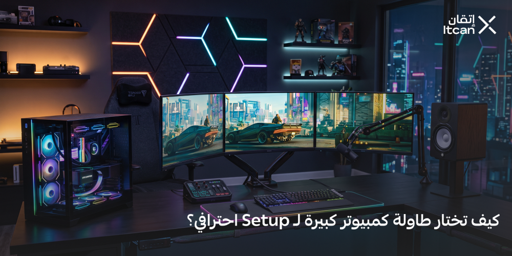 كيف تختار طاولة كمبيوتر كبيرة لـ Setup احترافي؟