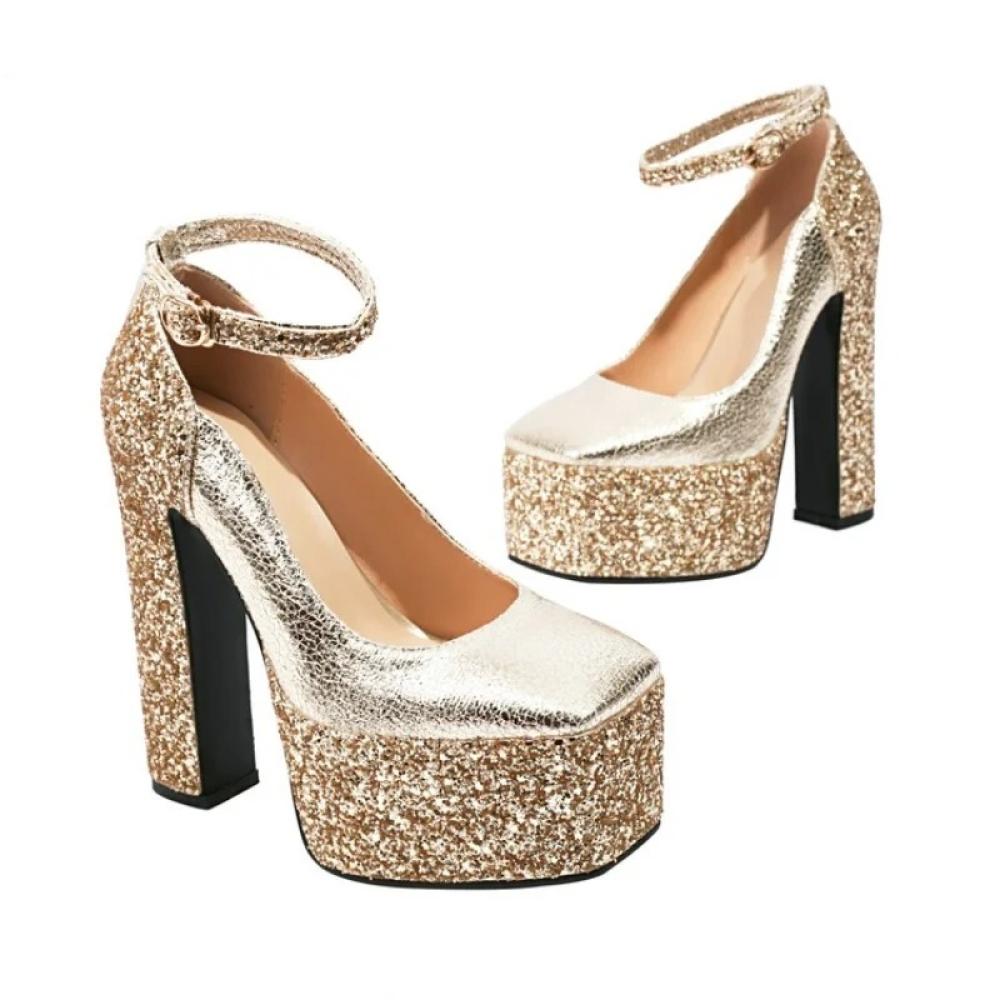 Gold Glitter Pumps