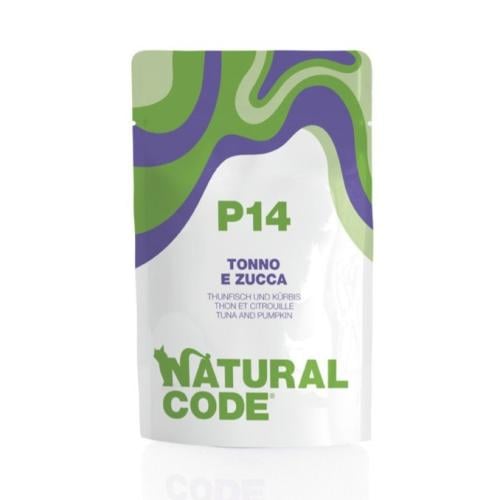 Natural Code - Natural Wet Food for Adult Cats, Tuna & Pumpkin Flavor, (70g Bag)