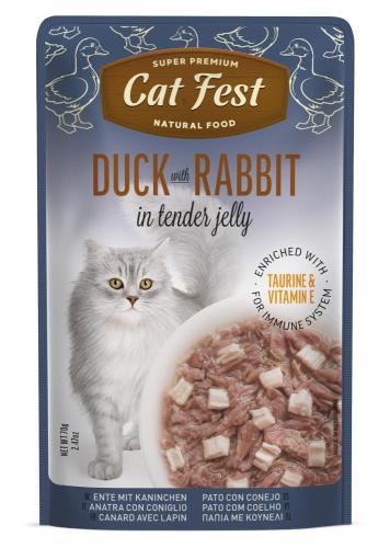 Cat Fest - Duck with Rabbit in Soft Jelly, Premium Wet Cat Food, High in Protein and Grain Free, 70g Pack