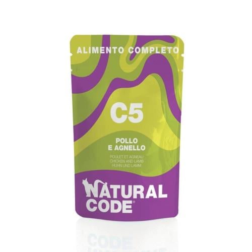 Natural Code - Natural Wet Food for Adult Cats, Chicken & Lamb Flavor, (70g Bag)