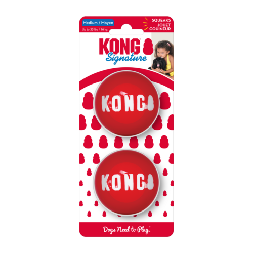 KONG Signature Bite & Play Balls for Dogs (2-Pack, Medium)