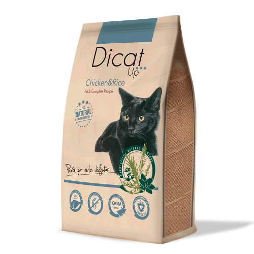 Dicat Up - Complete Dry Food for Adult Cats, Chicken & Rice, Whole Grain 14 kg