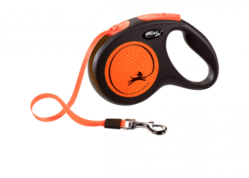 Flexi New Neon Dog Leash Small Orange (5m Length)