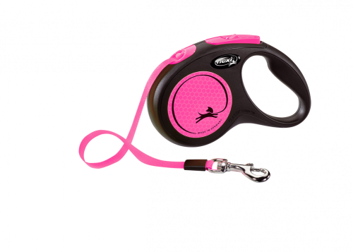 Flexi New Neon Dog Leash Small Pink (5m Length)