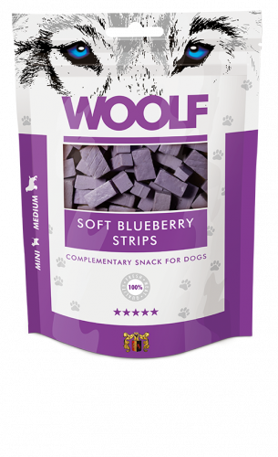 Woolf Soft Blueberry Strips 100g