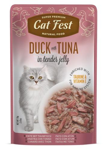 Cat Fest - Duck with Tuna in Soft Jelly, Dual Protein Wet Cat Food, High in Protein and Grain Free, 70g Pack