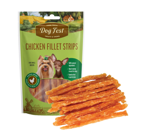 Dog Fest Treats - Natural Chicken Fillet Slices Treats for Small Breed Dogs (55g)
