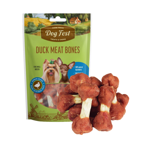 Dog Fest Treats - Natural Duck Meat Bones Treats for Small Breed Dogs (55g)