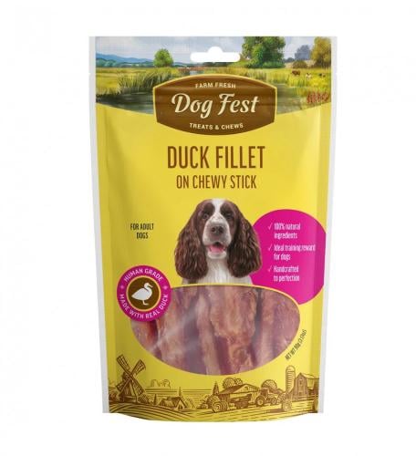 Dog Fest Treats - Natural Duck Fillet on a Rubber Stick Treats for Adult Dogs (90g)