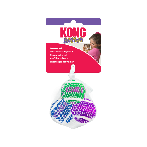 KONG Cat Toys - Cat Active™ Tennis Balls with Bell, Small/Medium
