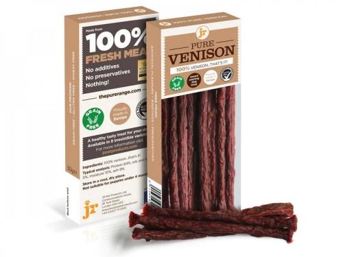 JR Products Dog Treats - 100% Fresh Tender Dehydrated Venison Training Treats - 50g