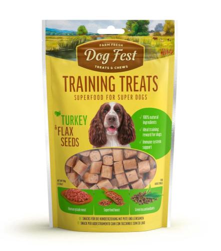 Dog Fest Turkey & Flaxseed Training Treats for Dogs, Immune Support & Training Enhancement, 90g