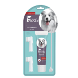 Fresh Friends Dog Dental Care Kit Toothpaste Beef Flavor & Toothbrushes
