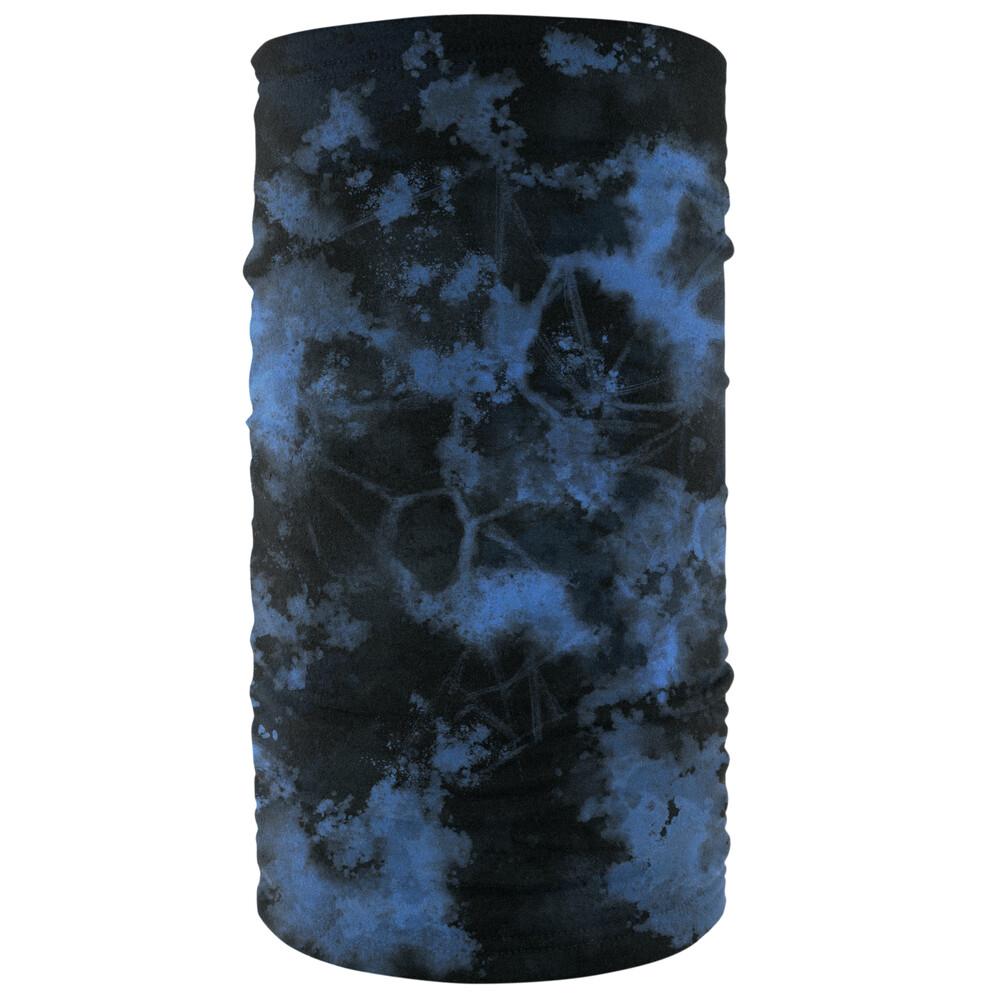 ZAN MOTLEY TUBE FLEECE LINED BLACK & BLUE TIE DYE بندانة تيوب ازرق مموج اسود شتوي