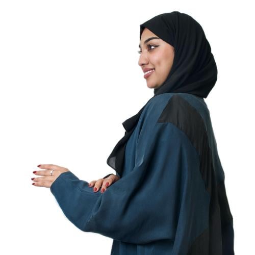 عبايه حرير ياباني مغسول بلونين تركواز واسود