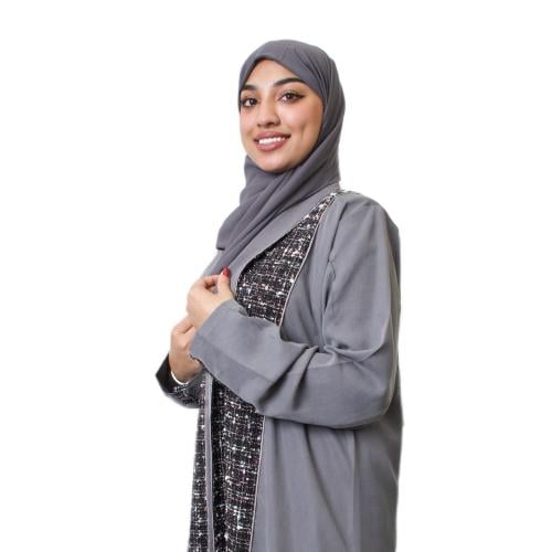 عباية شتوية بليزر شانيل رمادي