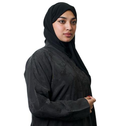 عباية حرير ياباني مشجر أسود