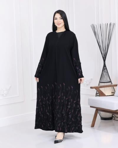 عباية كريب ملكي تطريز مشجر علا لول