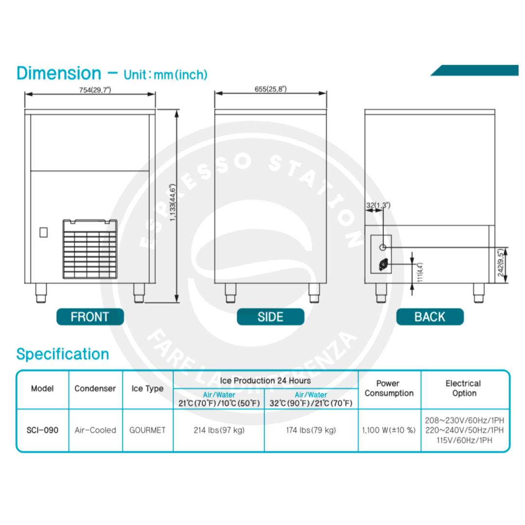 Ice Maker 90 kg Icetro Espresso Station