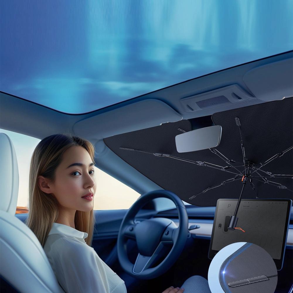 بيسوس حامية شمسية للسيارة CoolRide أسود