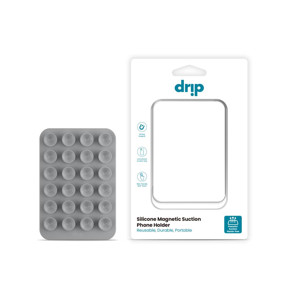 Drip حامل جوال مغناطيسي سيليكون مع اكواب شفط– رمادي تيتانيوم