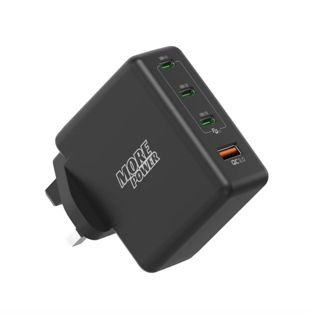 مور باور - فيش جداري بقوة 100W ب3 منافذ TYPE-C ومنفذ USB-A