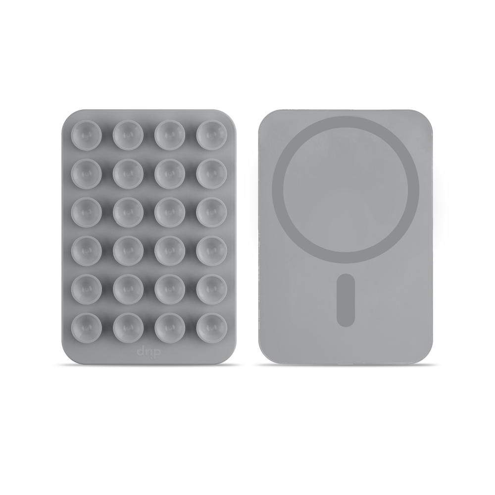 Drip حامل جوال مغناطيسي سيليكون مع اكواب شفط– رمادي تيتانيوم