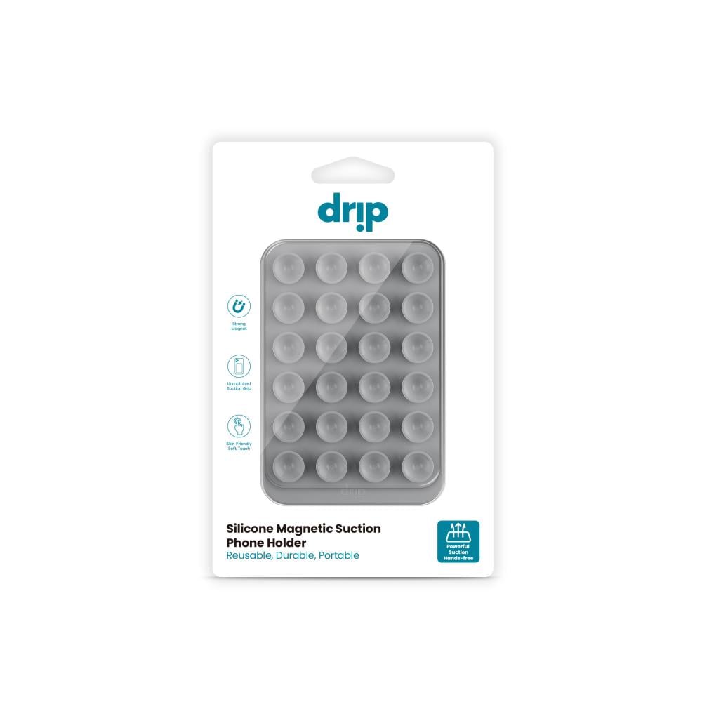Drip حامل جوال مغناطيسي سيليكون مع اكواب شفط– رمادي تيتانيوم